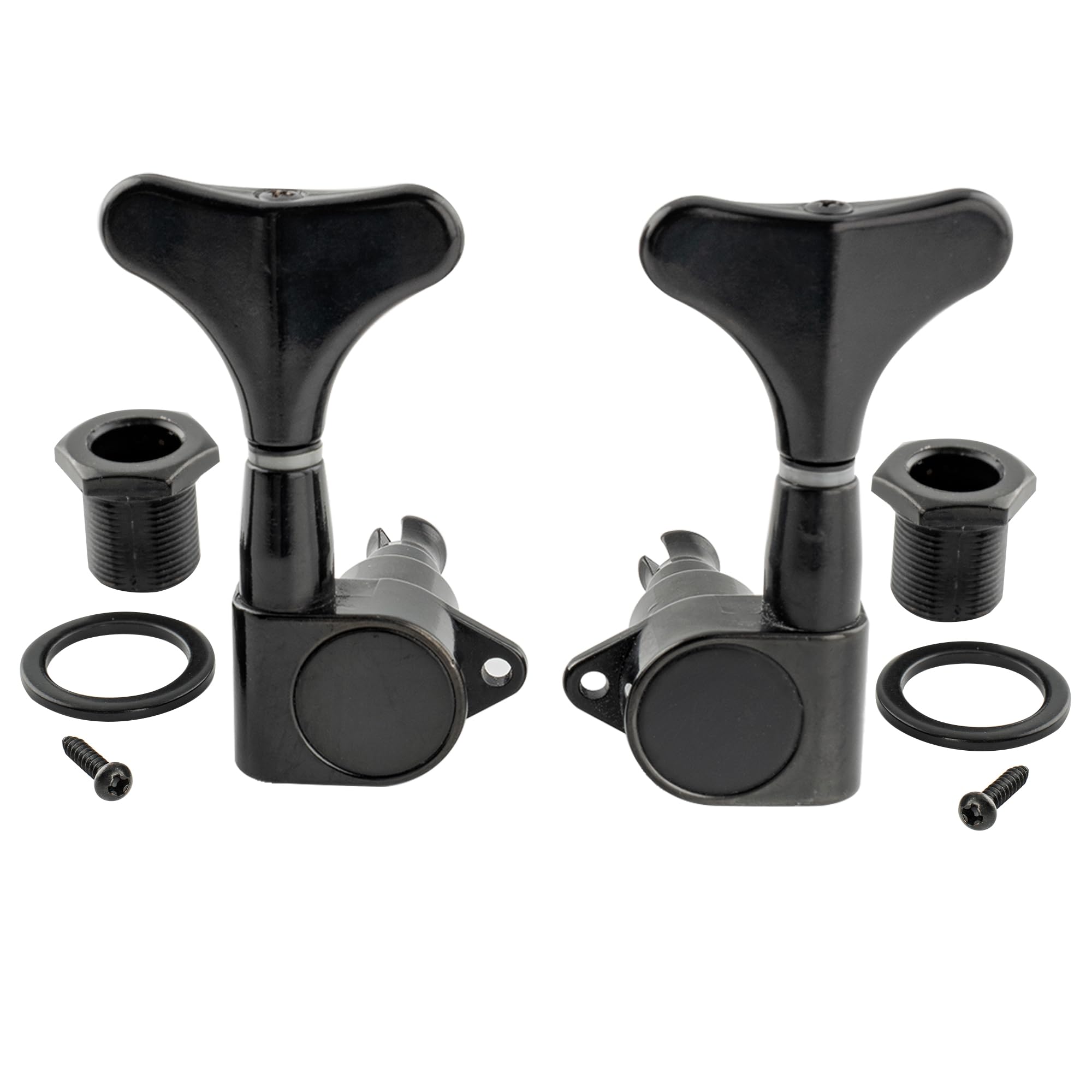 Musiclily Pro Mécaniques Basse Eco 2x2 Scellés pour Ibanez Style Basse Electrique, Noir(lot de 4)