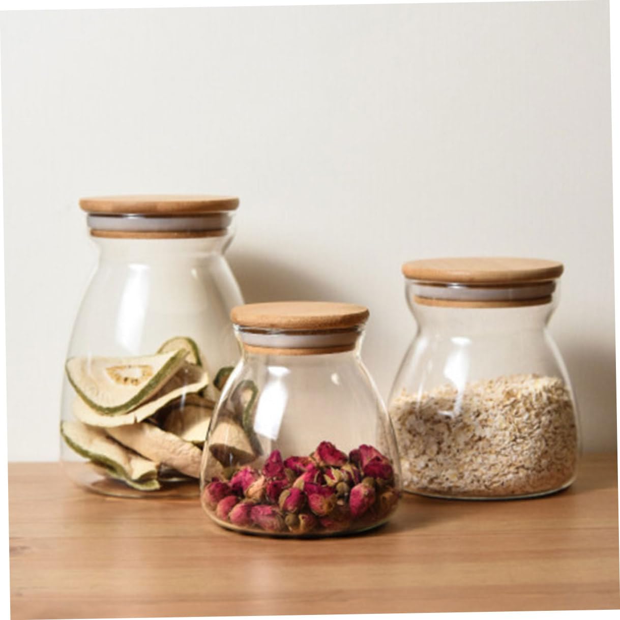 DOITOOL Contenedores de Vidrio Borosilicato 2 Piezas 1000ml para Almacenamiento y Conservación de Alimentos Tapa de Silicona y Base Plana para Escritorio
