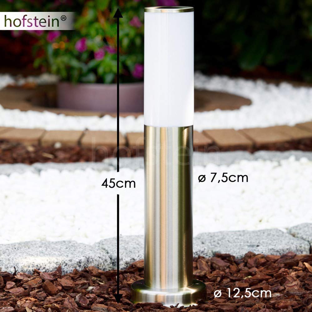 Lámpara de exterior Caserta, moderna lámpara de pie de acero inoxidable y discos de plástico, luz de camino de 45 cm, lámpara de jardín con casquillo E27, iluminación de jardín IP44, sin bombilla(s)