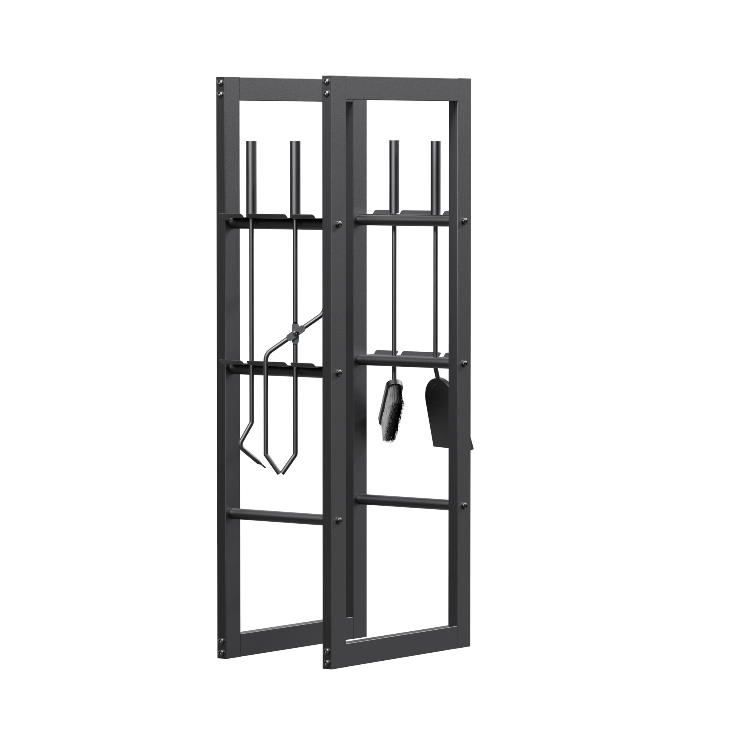 Portalegna da Interno ed Esterno in Acciaio Legato, Scaffale per Legna da Ardere Design Moderno e Minimalista, Supporto Legna Verticale per Camino e Stufa, 100 x 40 x 25 cm, Nero (Modello FWR01)