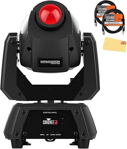 Chauvet DJ Intimidator Spot 160 ILS - Paquete de focos de cabeza móvil con 2 cables DMX y paño de pulido Austin Bazaar