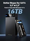 UGREEN Boîtier Disque Dur 3,5 Pouces Externe Adaptateur USB 3.0 vers SATA Disque Dur 3,5 2,5 Pouces HDD SSD Supporte UASP 5Gbps, Alimentation Supplémentaire 12 V 2 A Inclus - 2