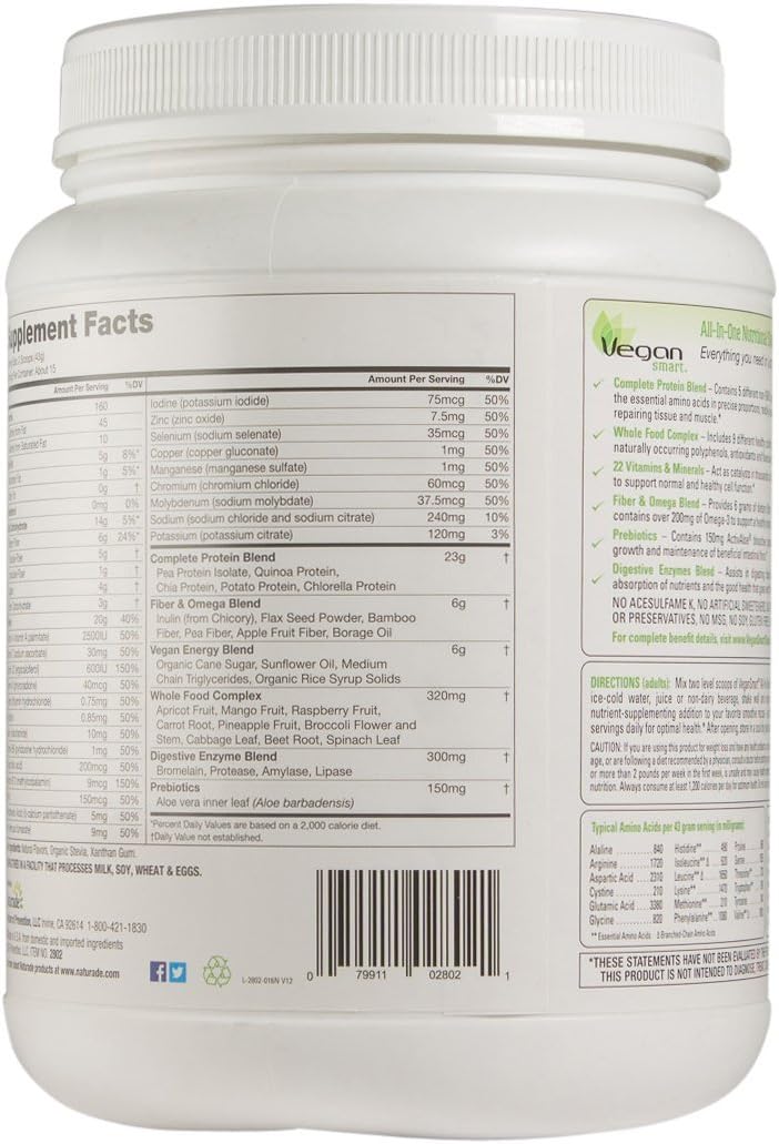 Naturade Vegansmart All-in-one Nutritional Shake, Vanilla, 645g/22.8 Oz