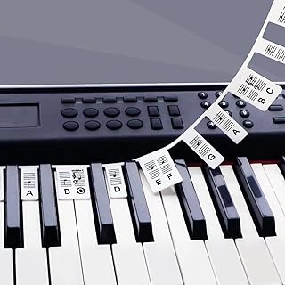 Piano Note Stickers Piano Stickers Silicone Reusable Music Piano Keyboard Stickers Removable Electric Keyboard Piano Key Stickers Piano Key Note Sticker for Kids Beginner Childs (Black)