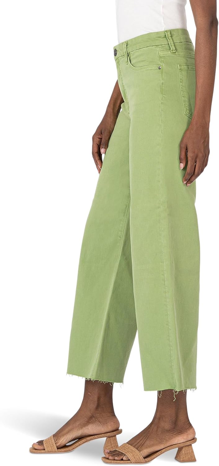 KUT from The Kloth Womens Meg High-Rise Fab Ab Wide Leg Raw Hem in Fire - Image 4