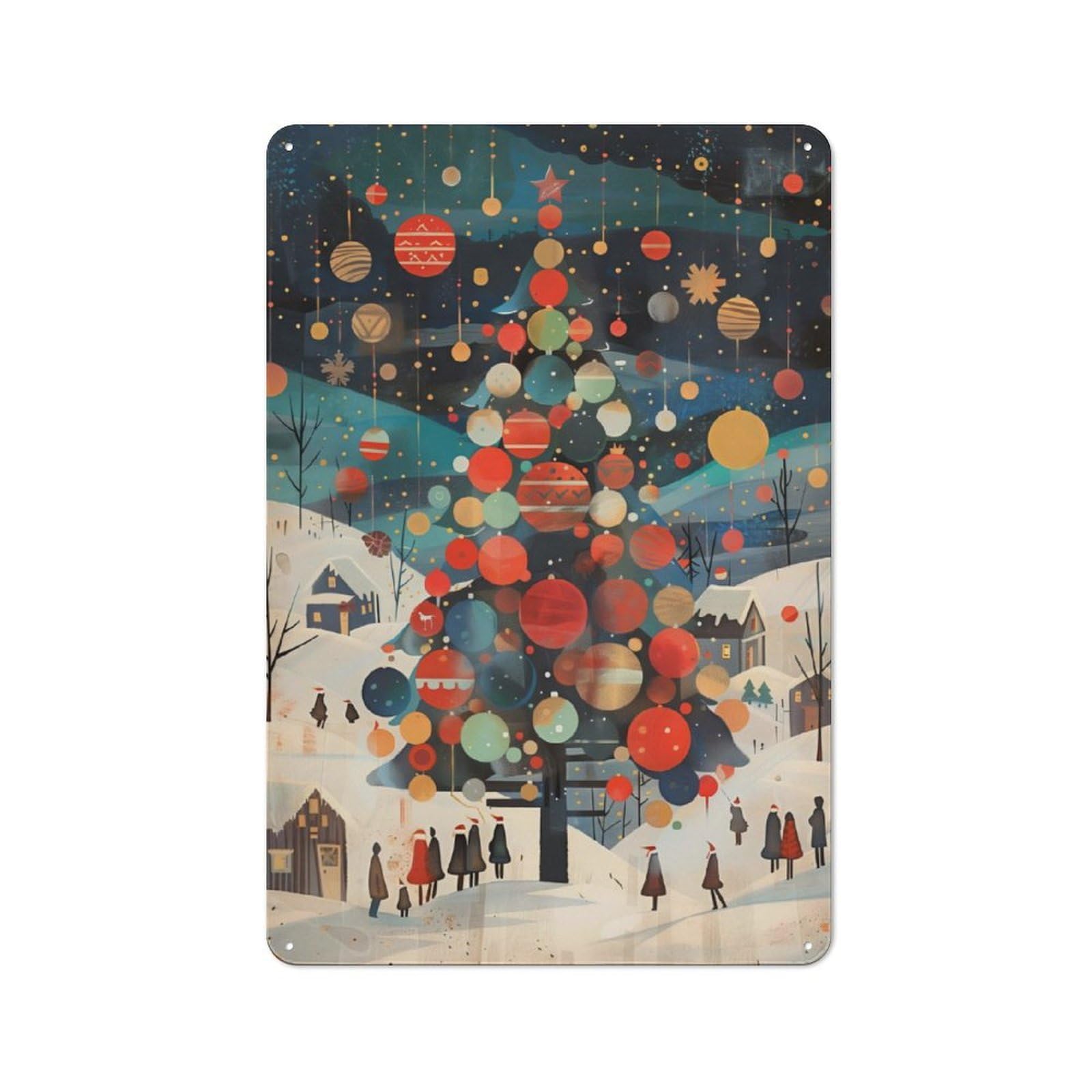 Junmoney Christmas07 Vintage Tin Sign 30X20cm With For Guest Room Or Hallway, For Themed Room Decoration, For Vintage Wall Decor Fans