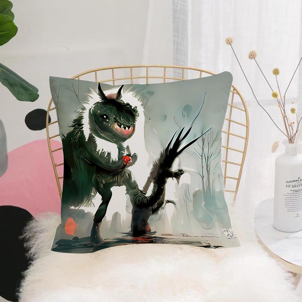 HYOSXW Cushion Cover,Throw Pillow Case Home Decorative for Living Room Bedroom Sofa Chair 16X16 Inch,Monster Fantasy by Computer Painting,Pillowcase 40X40cm