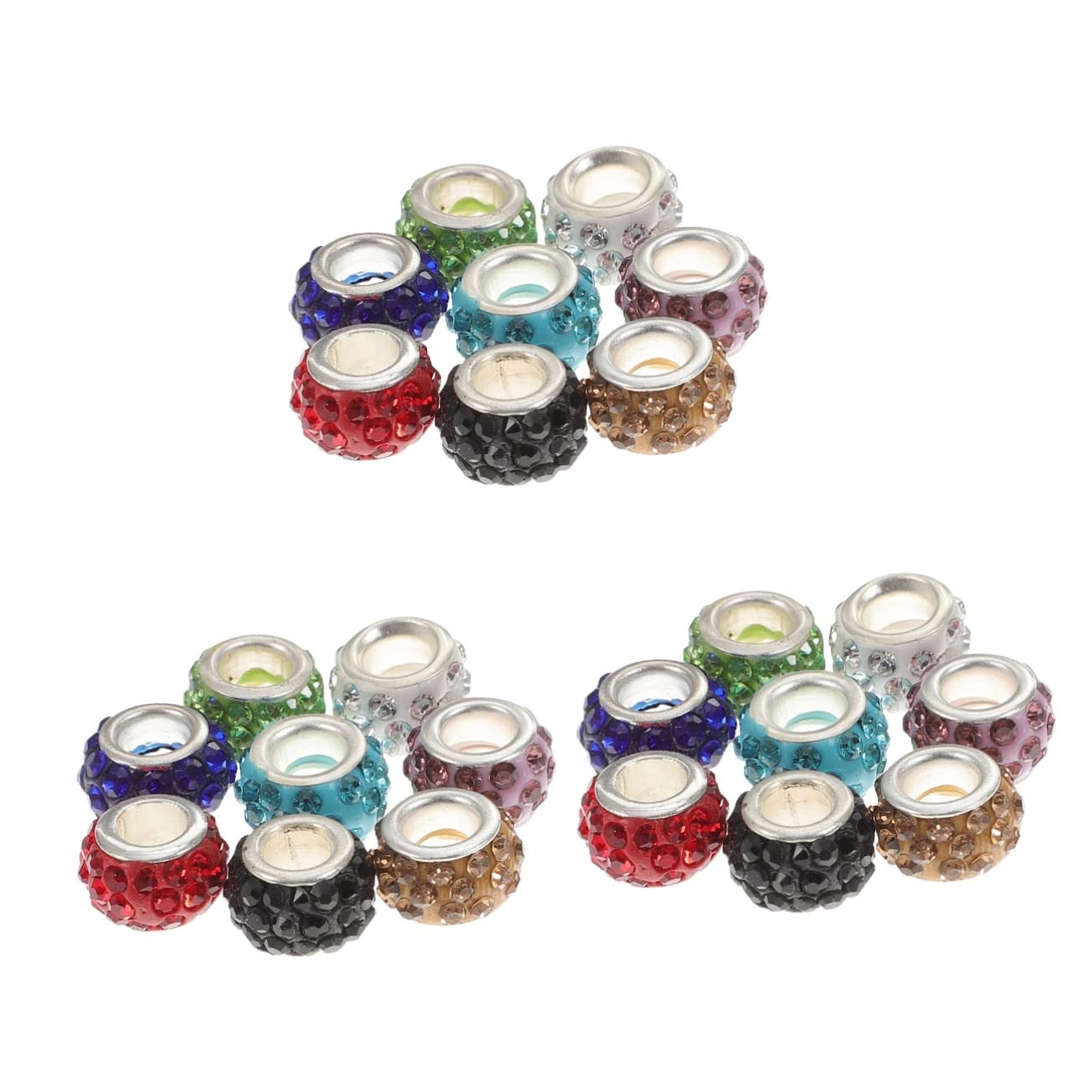 jojofuny 3 Set Perline Distanziatori Strass Per Braccialetti Diy Grandi Mix Colori Vivaci Per Gioielli Fatti Mano E Creazioni Artigianali 80 Pezzi*3