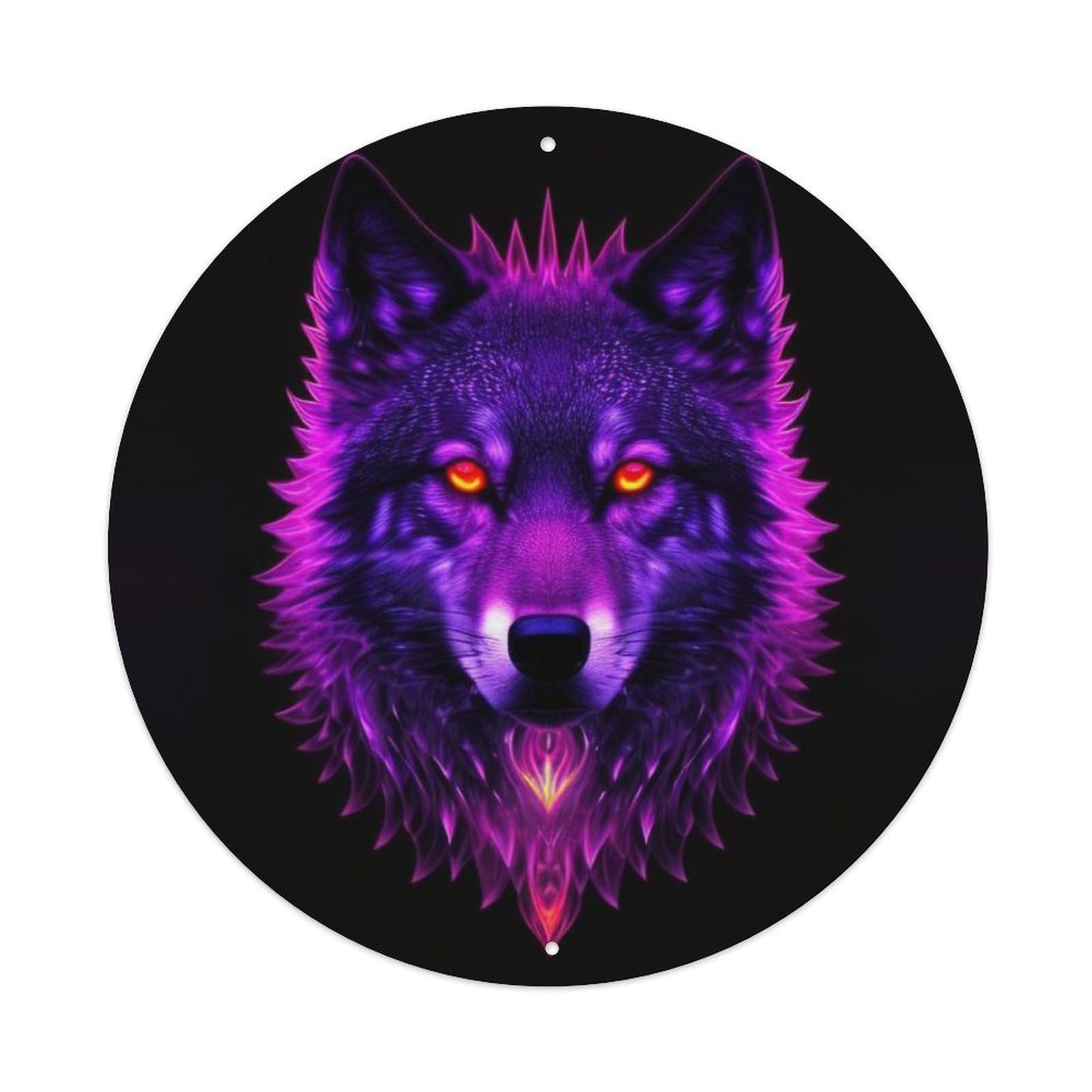 Animal Wolf Head Glowing Neon Fantasy Cool Vintage Metal Tin Sign Plaque Wall Decor for Cafe, Club Bar, Office, Garden Metal Poster 8x8Inch