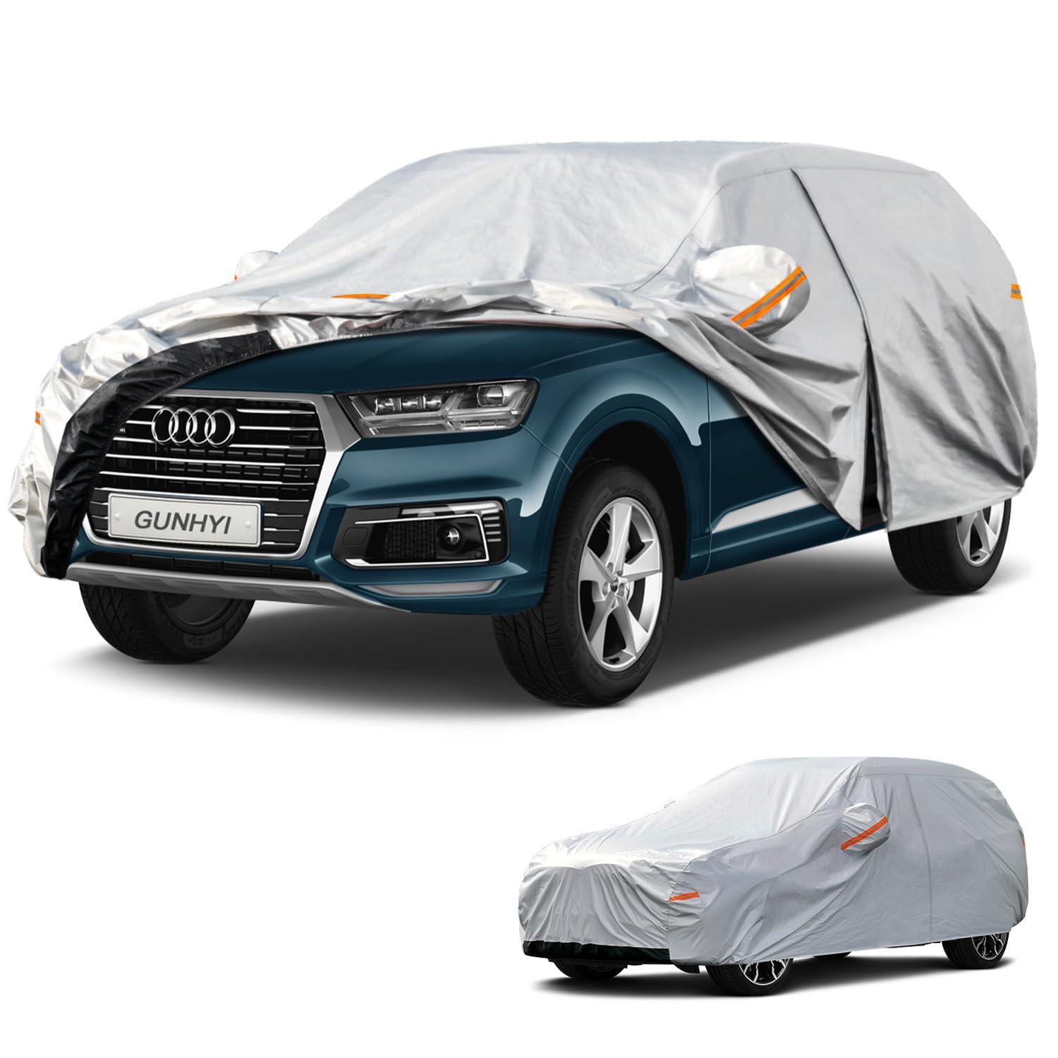 GUNHYI 6 Layers SUV Car Cover Custom Fit Audi Q7 (2005-2026) Waterproof All Weather, Heavy Duty Outdoor Snow Sun Rain Uv Protection (Ships from US Warehouse, Delivery 3-8 Days)