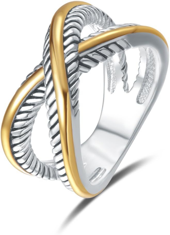 Twisted Cable Criss Cross Ring