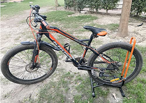 Image of Grandbiker Bicycle Parking Stand, Bicycle Floor Parking Holder Stand, Rubber (Black+Orange)