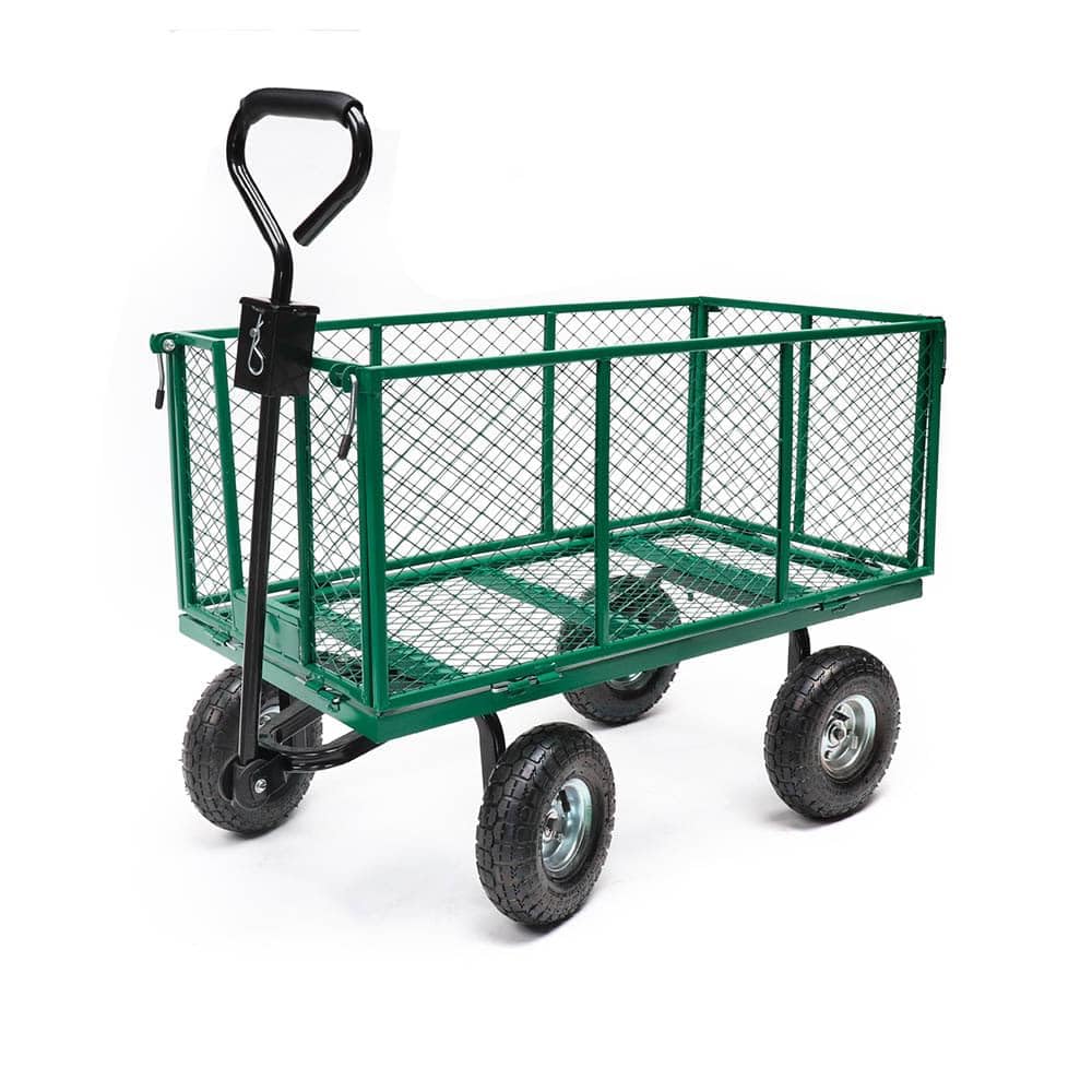 TERRE JARDIN Chariot de Jardin XXL 200 L, 4 Roues, 300 Kg de Charge - Chariot Pliable, Plateforme de Transport, Chariot pour Bois de Chauffage, Remorque avec Attelage, Pneus Gonflables 27 cm