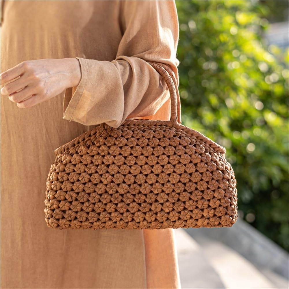 Kosze HHF, 1 sztuka, ręcznie tkany worek z winogron, bambusowy pleciony kosz do przechowywania herbaty, damskie torebki i ubrania, wymiary 30 x 9 x 21 cm,F 30x9x21cm