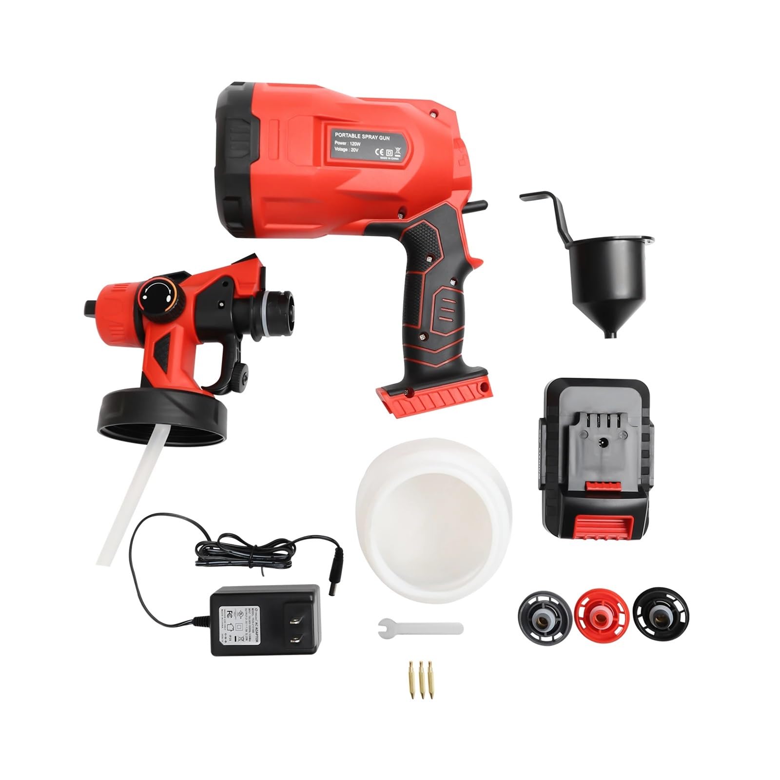 Spruzzatore di vernice, Pistola a spruzzo for vernice ad alta pressione senza fili da 20 V, utensile elettrico Airless, pistola a spruzzo HVLP da 800 ml Spruzzatura efficiente
