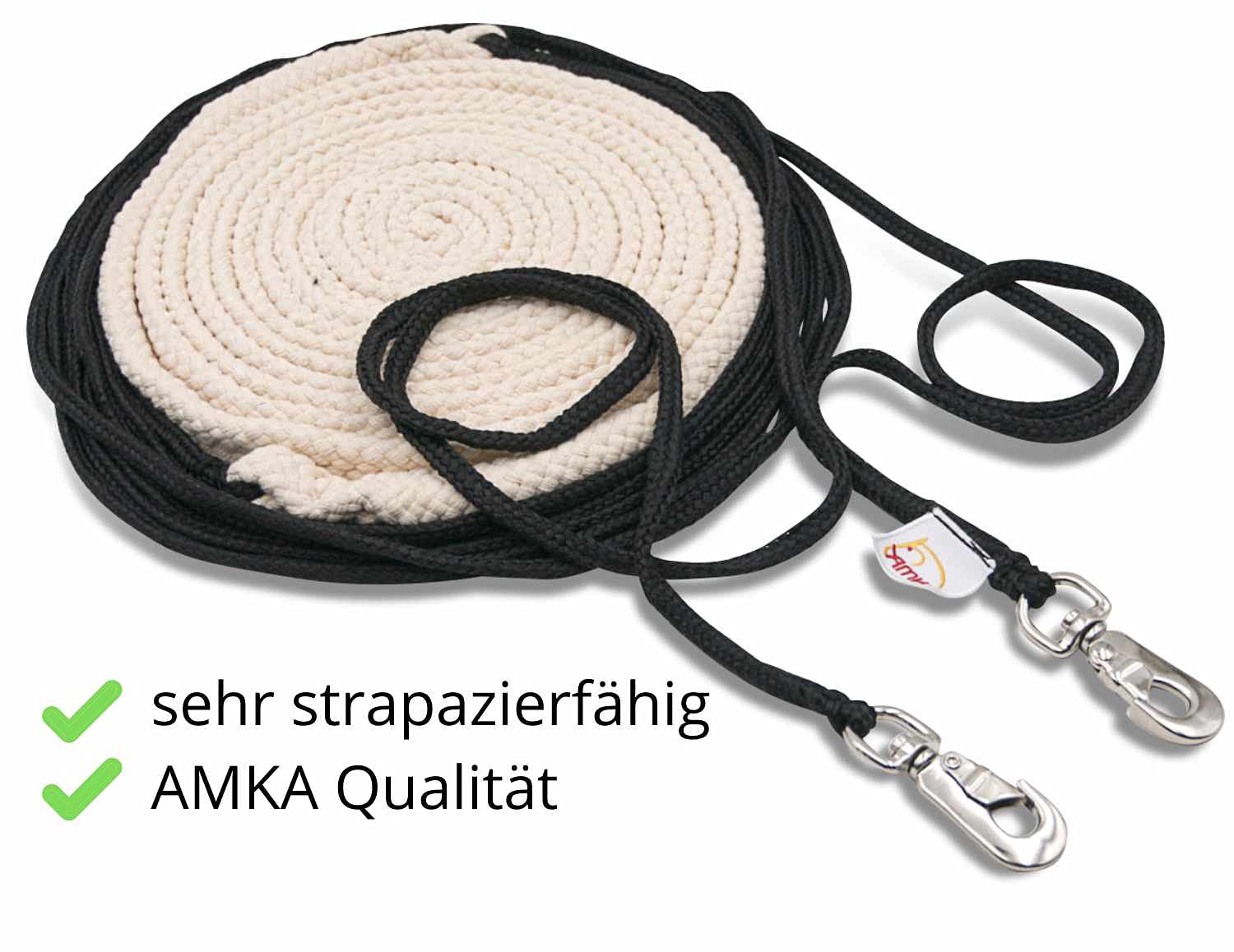 AMKA Doppellonge 16 Meter mit 2 Karabiner + Propylen Longierleine Longe