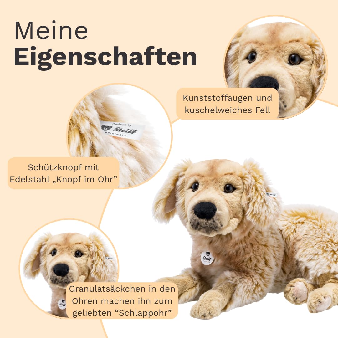 Steiff Kuscheltier Andor Golden Retriever, Süßes Stofftier mit Kunststoffaugen, Kinder, Jungen & Mädchen, Plüschtier 45 cm, Hellbraun, 076947