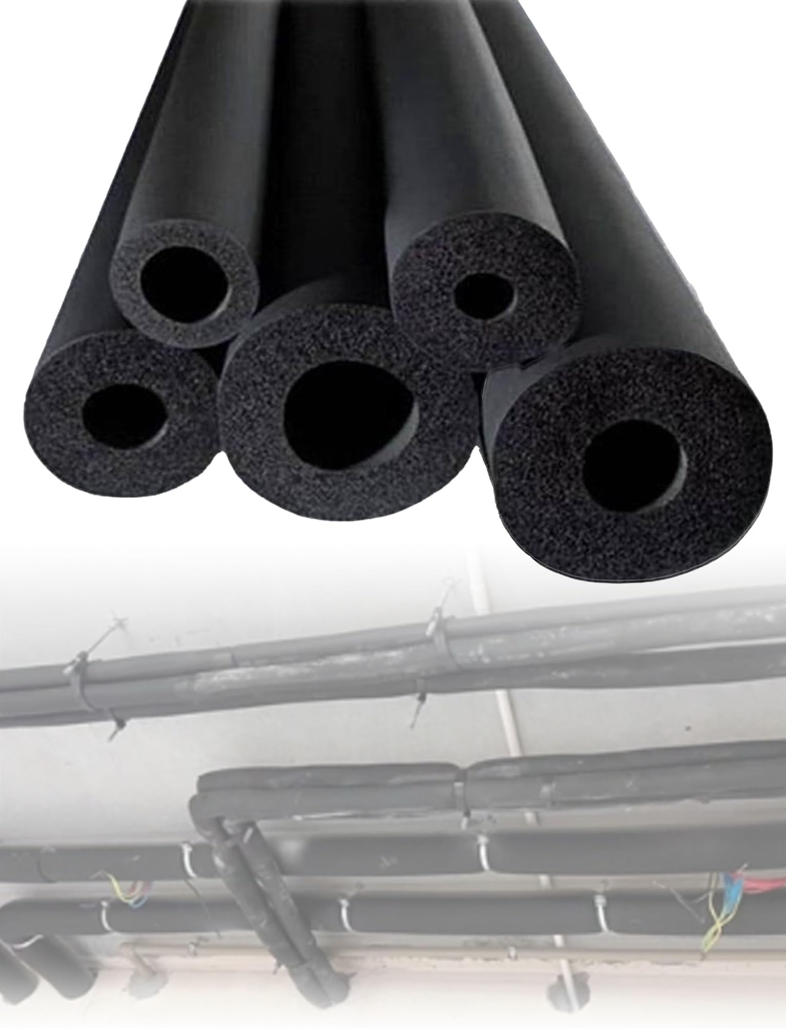 Flexibler Rohrisolierungsschlauch aus Schaumstoff, schwarz, frostsicher, for Außenwasserleitungen, HLK-Programm, dick 30/50 mm, 1 m lang(ID11.4CM x T5CM x 1m)