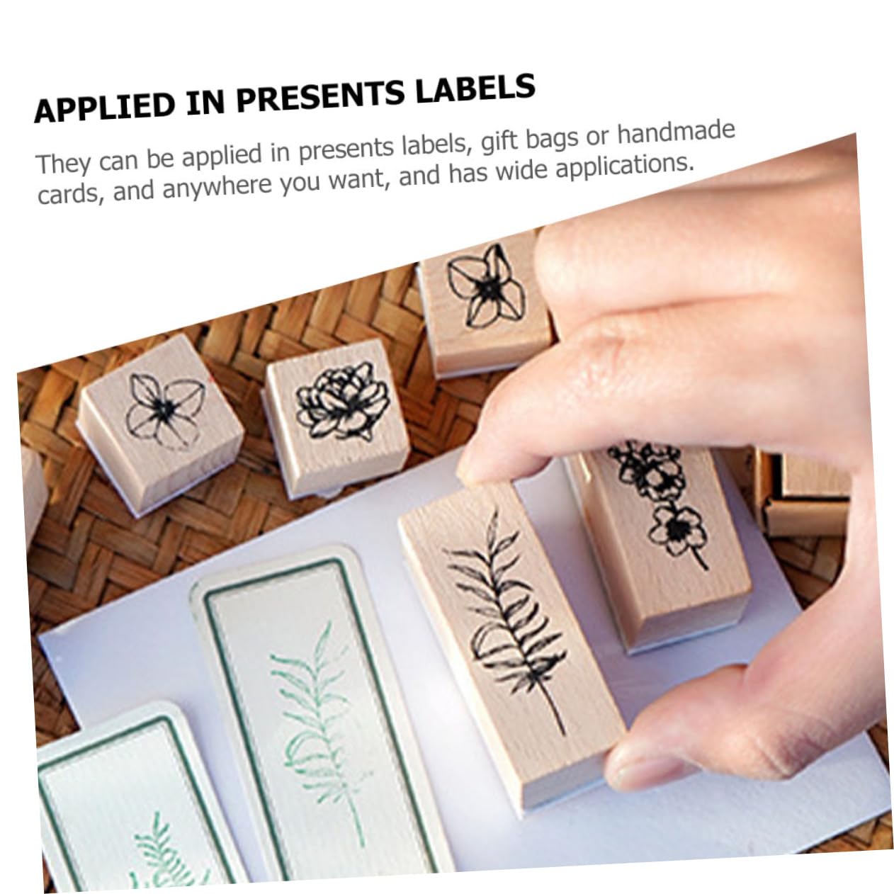 DOITOOL 4 Juegos Juego de focas de plantas mini sellos suministros de diario almohadillas para decoración sello de madera retro álbum de recortes herramienta de bricolaje