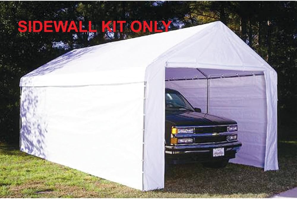 King Canopy 10ft x 13ft Canopy Enclosure Sidewall Kit w/Flaps, 2 Solid Sides, 2 Zippered Ends, 50 Ball Bungees, 180 GSM polyethylene, Fits 10ft 8in x 13ft Frames, Frame and Cover not Included, White