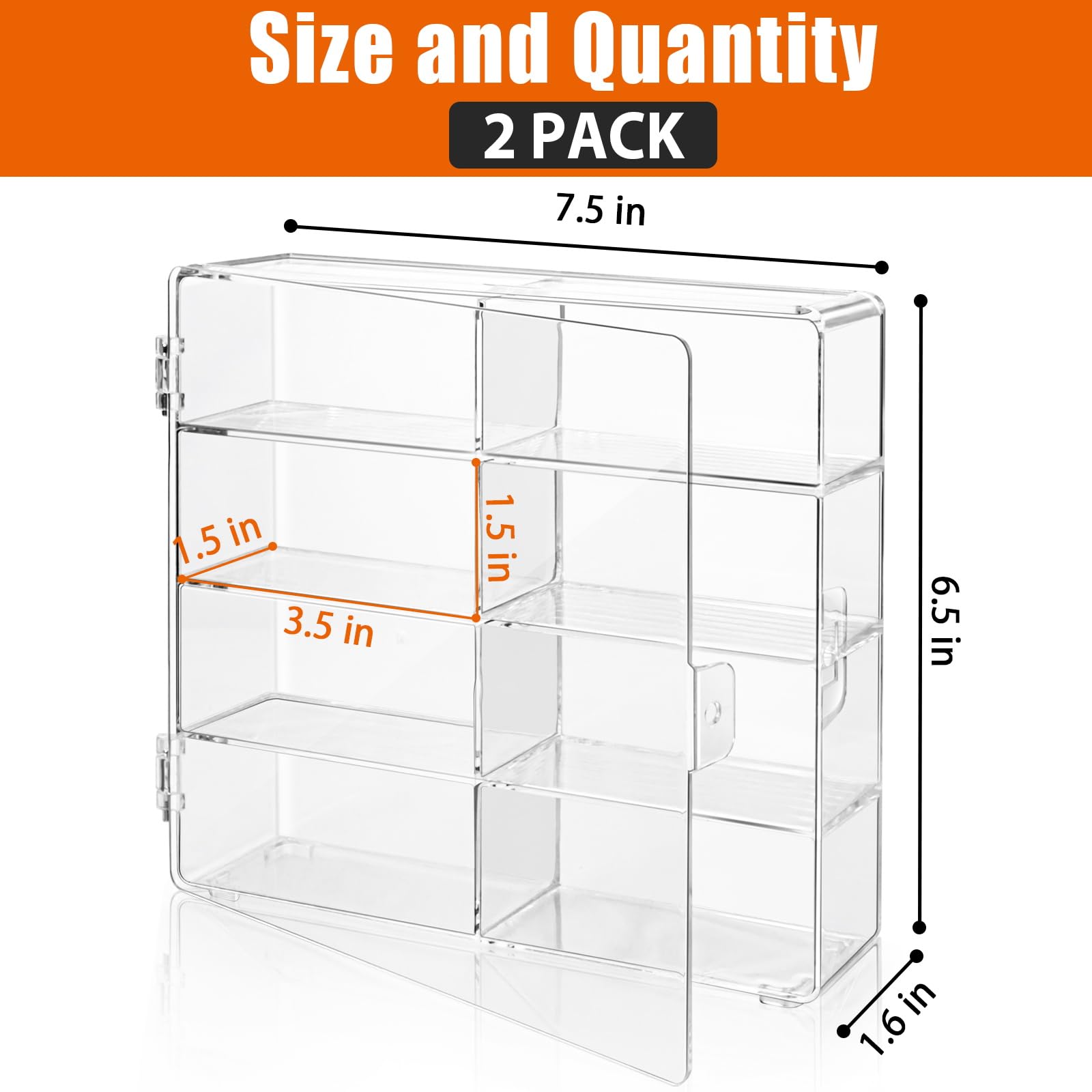 2 Pack Display Case for Hot Wheels Storage, Fit for 1:64 Scale Vehicles, 1/64 Scale Toy Model Cars Display Case-2 Pack