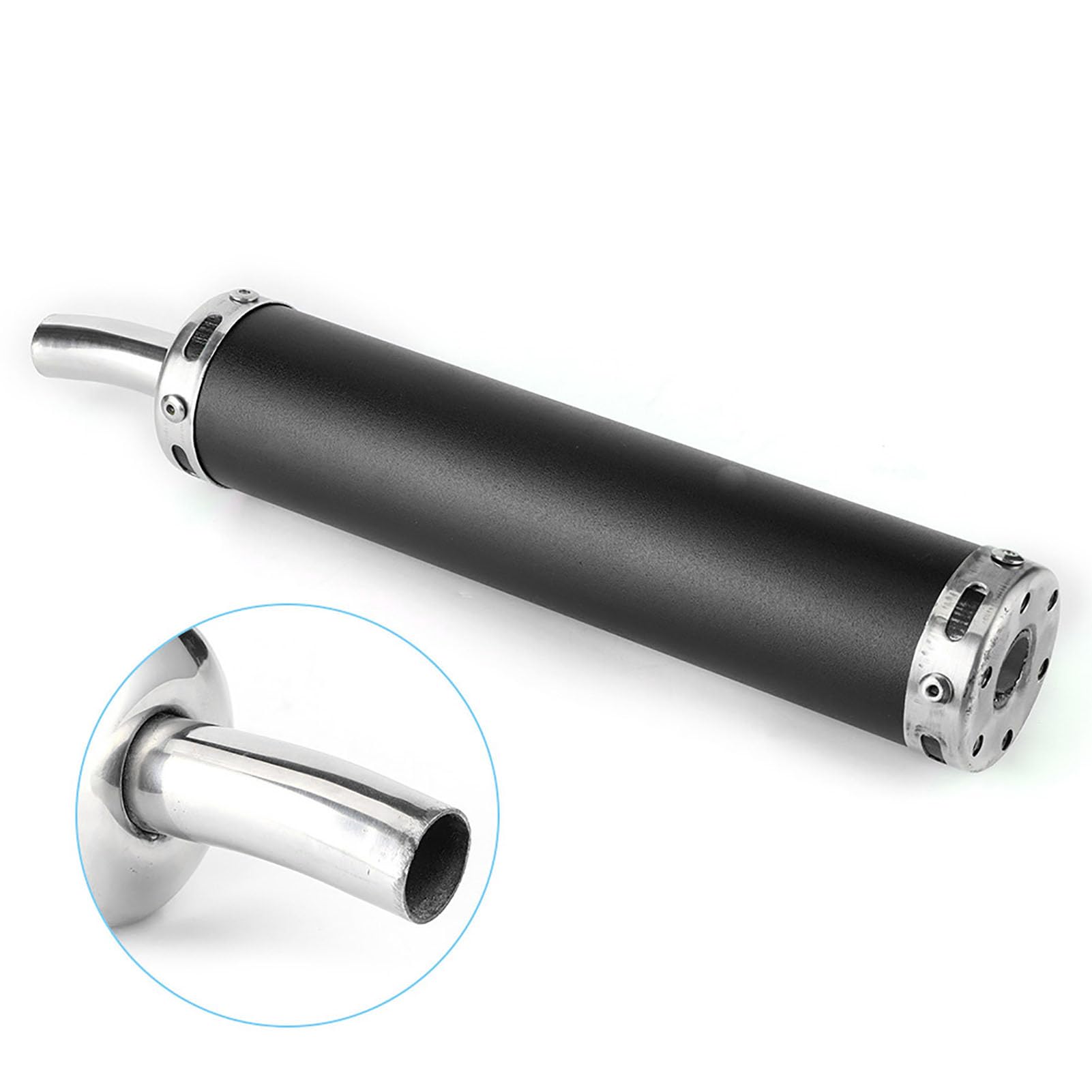 Silenziatore del Silenziatore di Scarico, di Tubi del Silenziatore di Scarico del Motociclo 20 Mm/0,8 Pollici Parti Modificate per Moto a 2 Tempi, Acciaio Inossidabile(Nero)