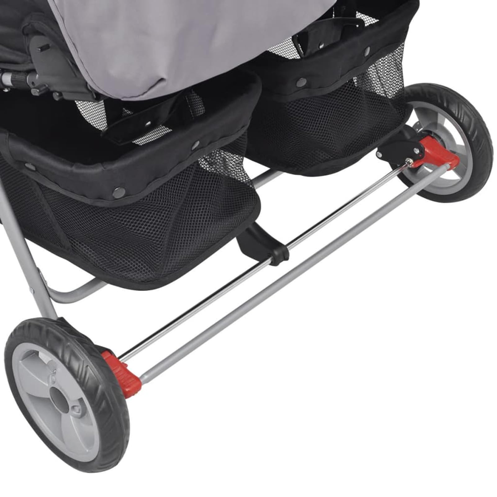 LAPOOH Passeggino Gemellare in Acciaio Grigio e Nero,Bebè e Bimbi,Trasporto Bebè,Passeggini(SPU:10110)