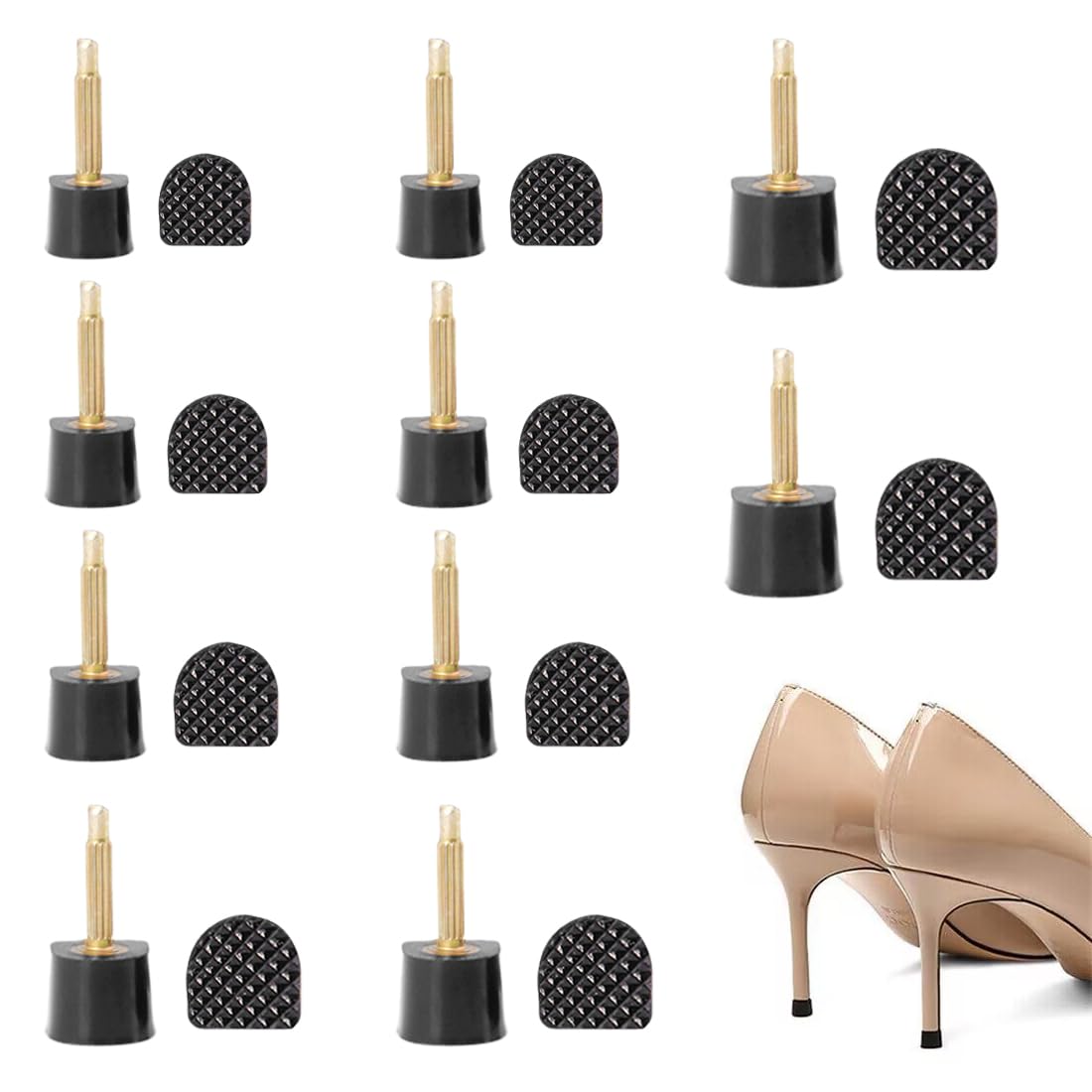 Kit Di 10 Paia Di Punte Per Tacchi Alti | Gommini Sostitutivi In TPU E Metallo Per Donne - Foto 6