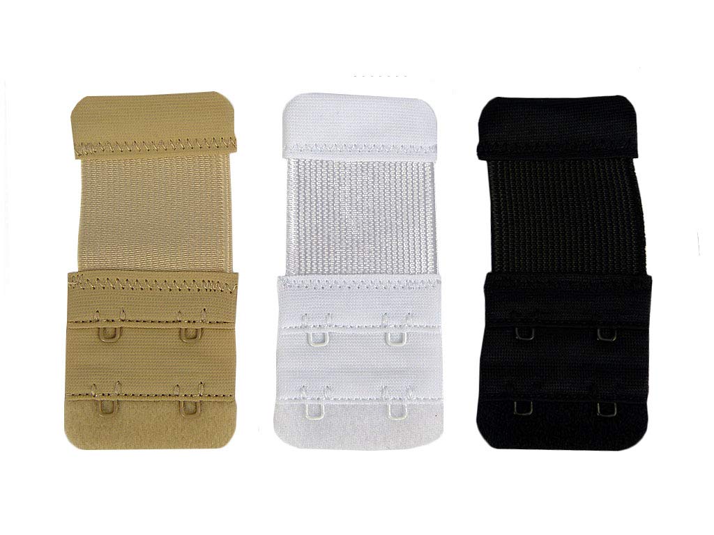 Hyfive Bra Extensions 2 Hook White Black Nude Elastic Extender Strap 3 Pack