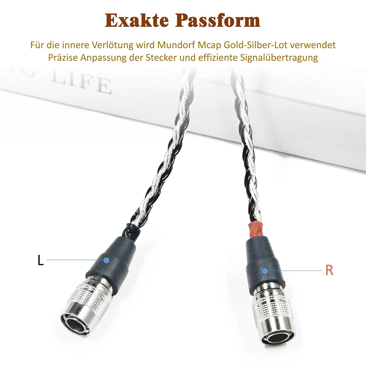GUCraftsman Kompatibel mit Dan Clark Audio AEON 2, STEALTH, EXPANSE, E3, NOIRE XO, ETHER 2 – 16-adriges Kopfhörer-Upgrade-Kabel in 7N Einkristall-Silber/Kupfer-Mischverflechtung (4,4 mm Stecker)