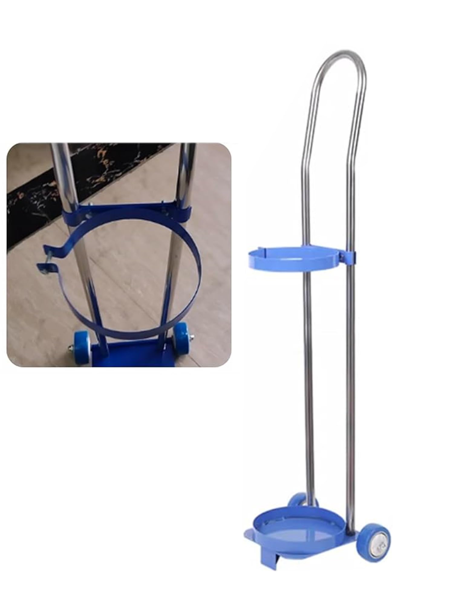 Oxygen Cylinder Holder Wheeled Oxygen Tank Trolley Stand, Mobile Cylinder Holder, Rolling Oxygen Tank Trolley for Transport, Suitable For 20L Cylinders (H 110cm (43x2.7x6.6in))