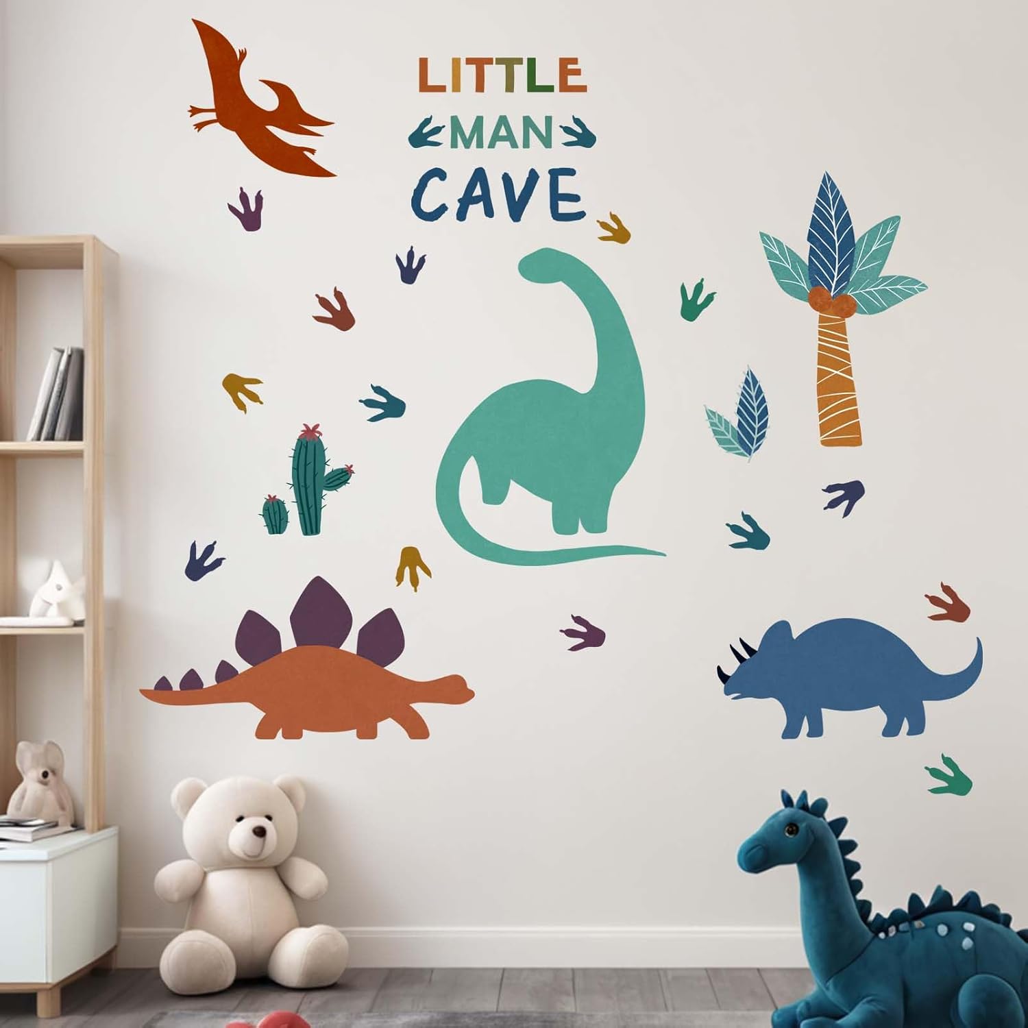 Dinosaur Wall Decals - Tropic Tree Dino Wall Stickers - Nursery Kids Baby Boys Room Daycare Bedroom Playroom Wall Decor