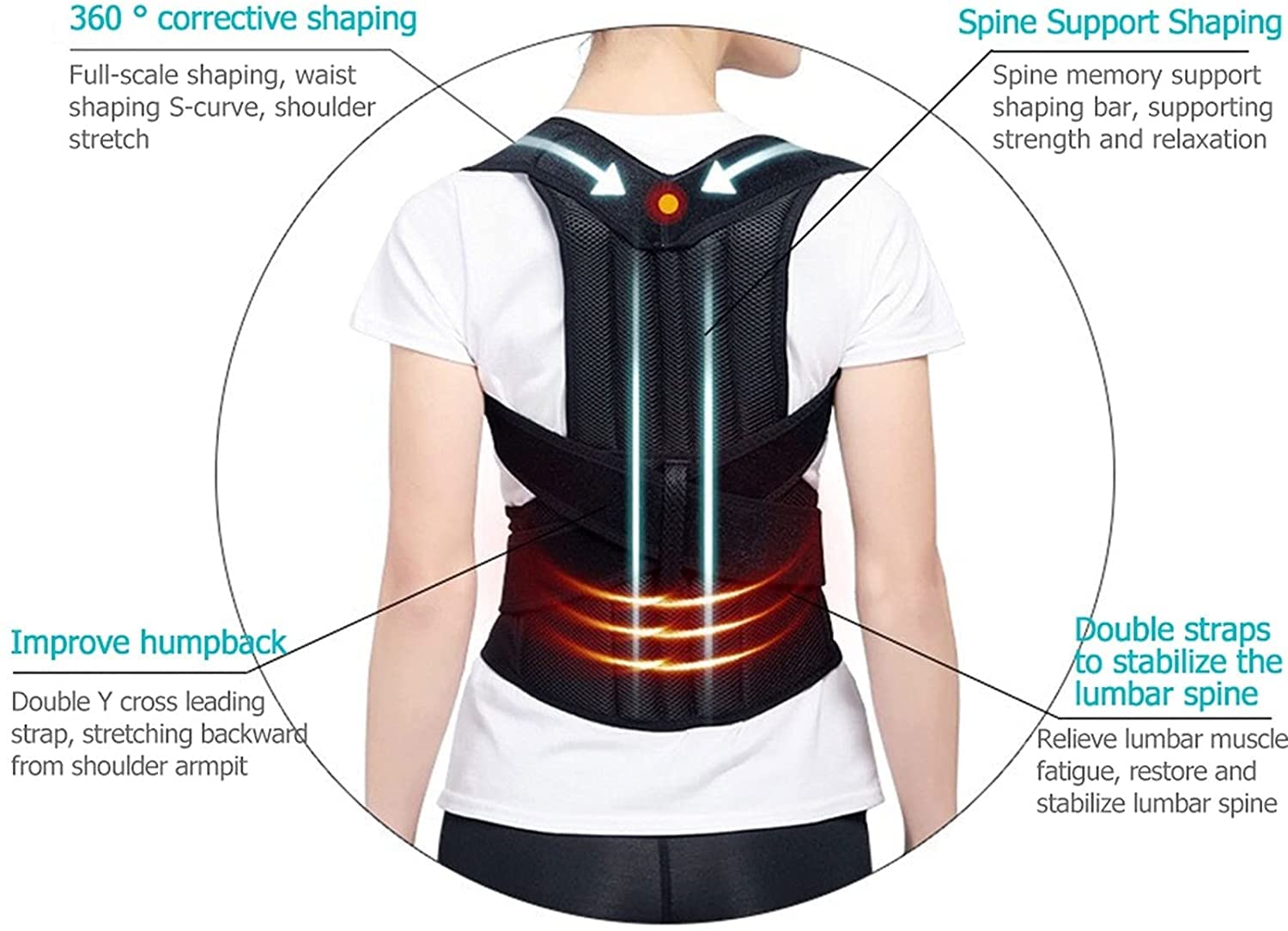 Corrector de Joroba para Hombres y Mujeres, Soporte de clavícula, enderezador de Espalda, Faja Lumbar para cinturón de protección.