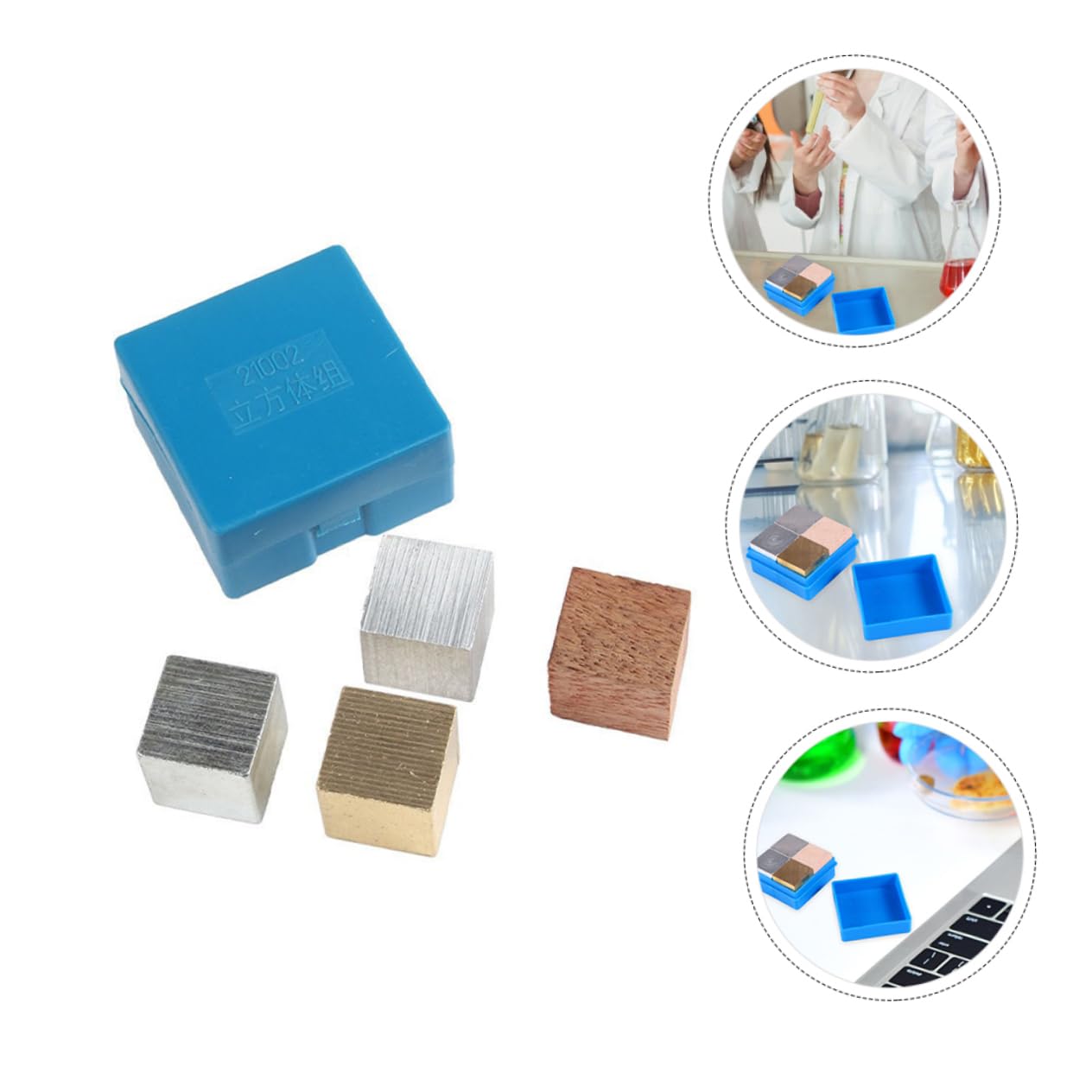 BESPORTBLE 5 Set Blocchi Cubici per Esperimenti in Rame Ferro Alluminio e Legno per Insegnamento Scolastico Strumento Didattico per Cognizione e Creatività