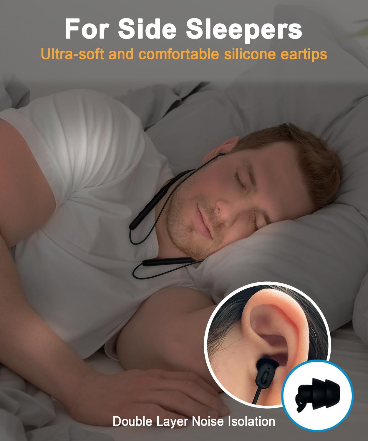 HomeSpot Lightweight Wireless Neckband SleepBuds Side Sleeper Earpiece Superior Audio Quality 28-Hour Battery Life JY110-S1