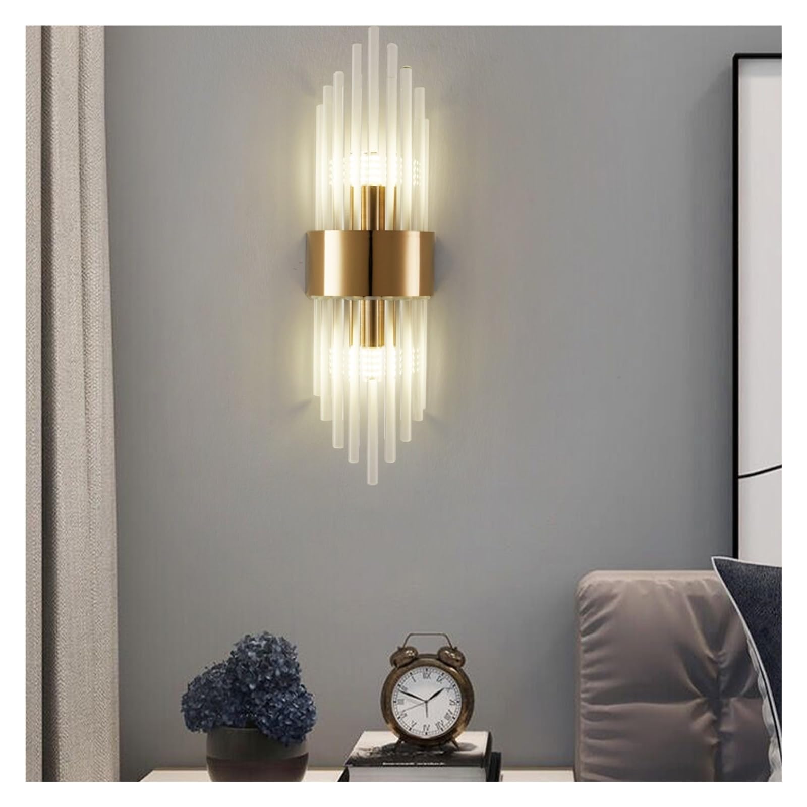 Aplique De Pared Cristal Acero Inoxidable Dorado/negro For Sala Estar, Dormitorio, Cocina, Iluminación Decorativa For El Hogar, Fuente Luz G9 Ajuste Flexible