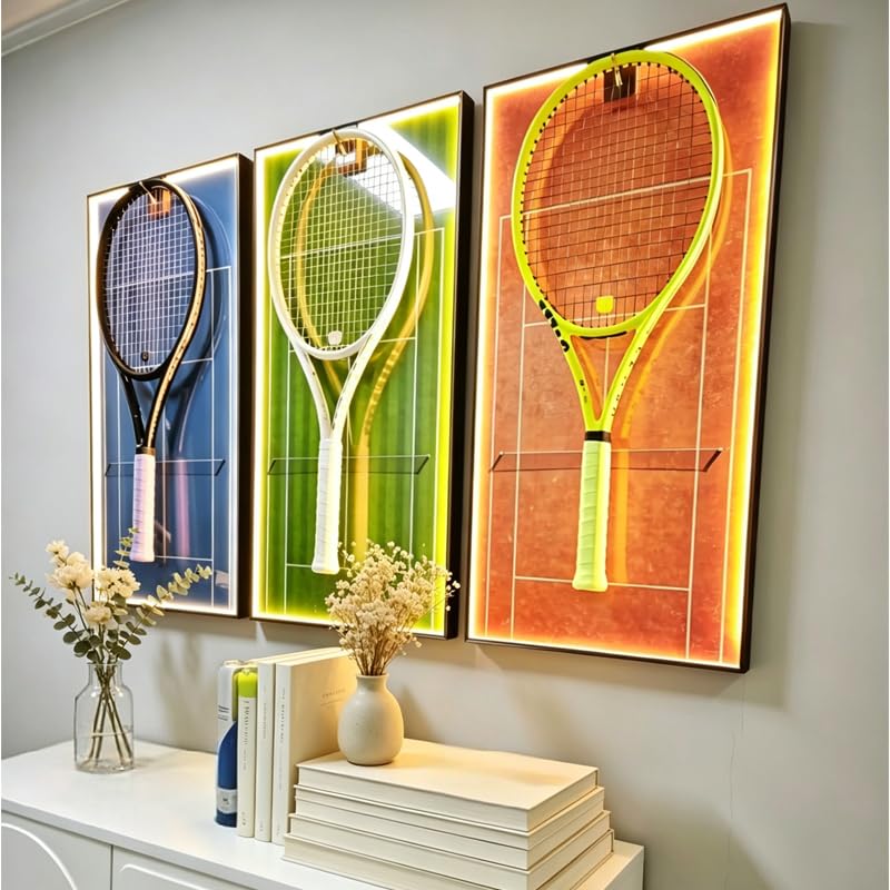 Cornice per amanti del tennis, racchette, decorazione da appendere alla | Ideale per gli amanti del tennis con elegante design da appendere alla parete per esporre gli oggetti sportivi preferiti