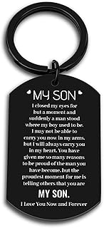 Son Keychain Gifts from Mom Dad Valentines I Love You Gifts for Adult Son Stepson Male Kids Inspirational 18th 21st 30th Birthday Gifts for Men Graduation Back to School Christmas Gifts Him Teen Boys