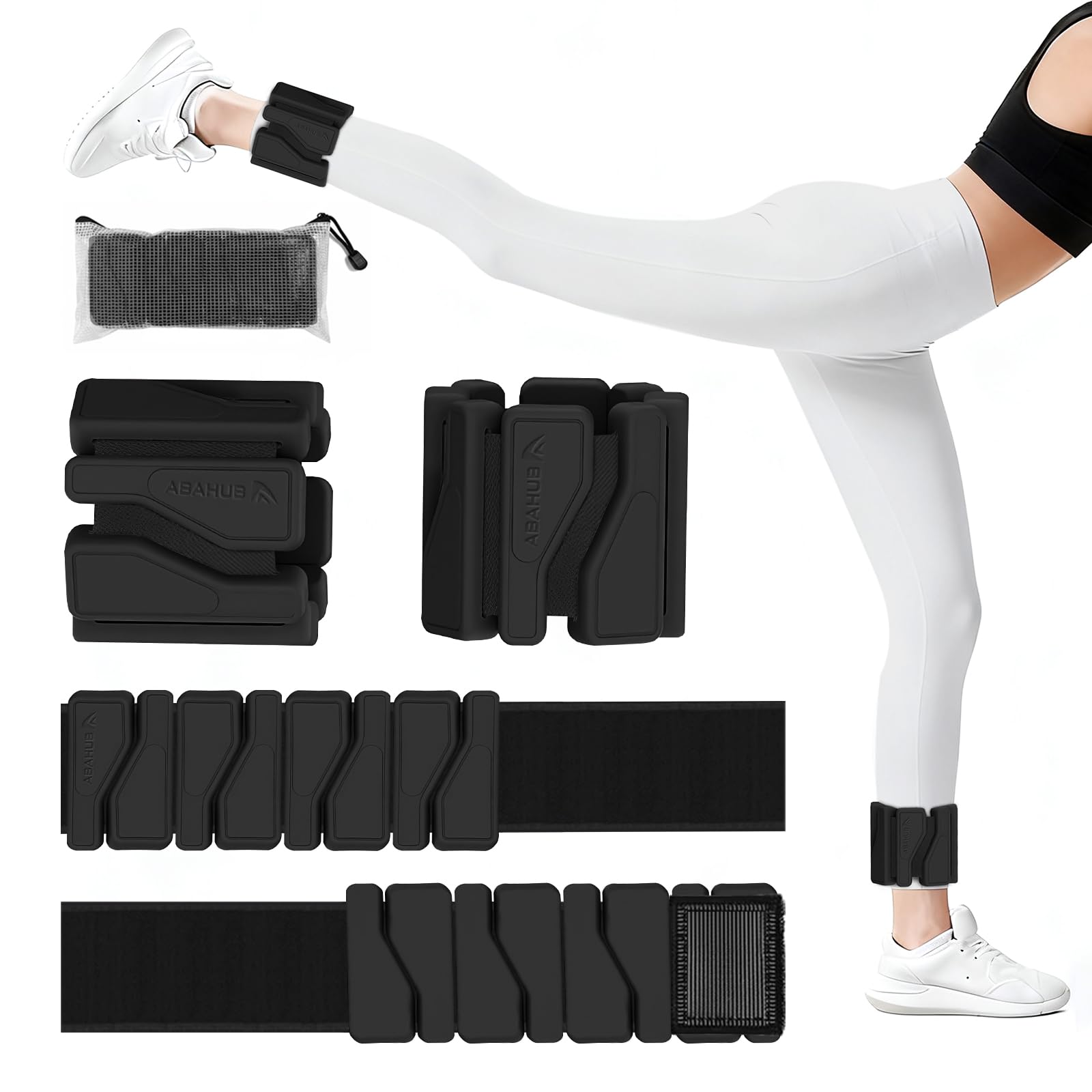 Abahub Gewichtsmanschetten Hand Fuß Handgelenk Gewichte für Beine und Arme Wrist Ankle Weights Set2er (Je 0.45kg) verstellbar für das Heimtraining, Laufen, Yoga & Pilates (insgesamt 0.9kg)