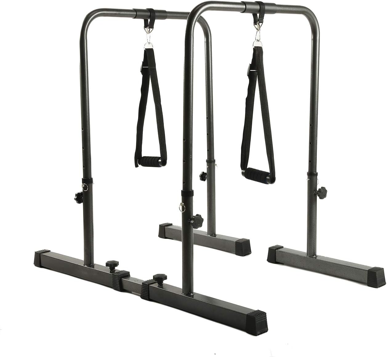 YESJOY Adjustable Dip Stand, Multi-Function Heavy Duty Dip Station Bars With Pull-Up Handle Grips For Home Gym Body Weights Strength Training. (Up to 500lbs Capacity)
