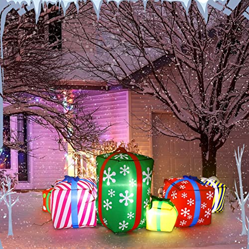 Vinsot Ft Long Christmas Inflatable Gift Boxes With Led Lights Outdoor Decoration Xmas Blow Up Gift Boxes Built In Automatic Blowers And Weights For Outdoor Indoor Yard Garden Lawn Decorations Pink #TOP6