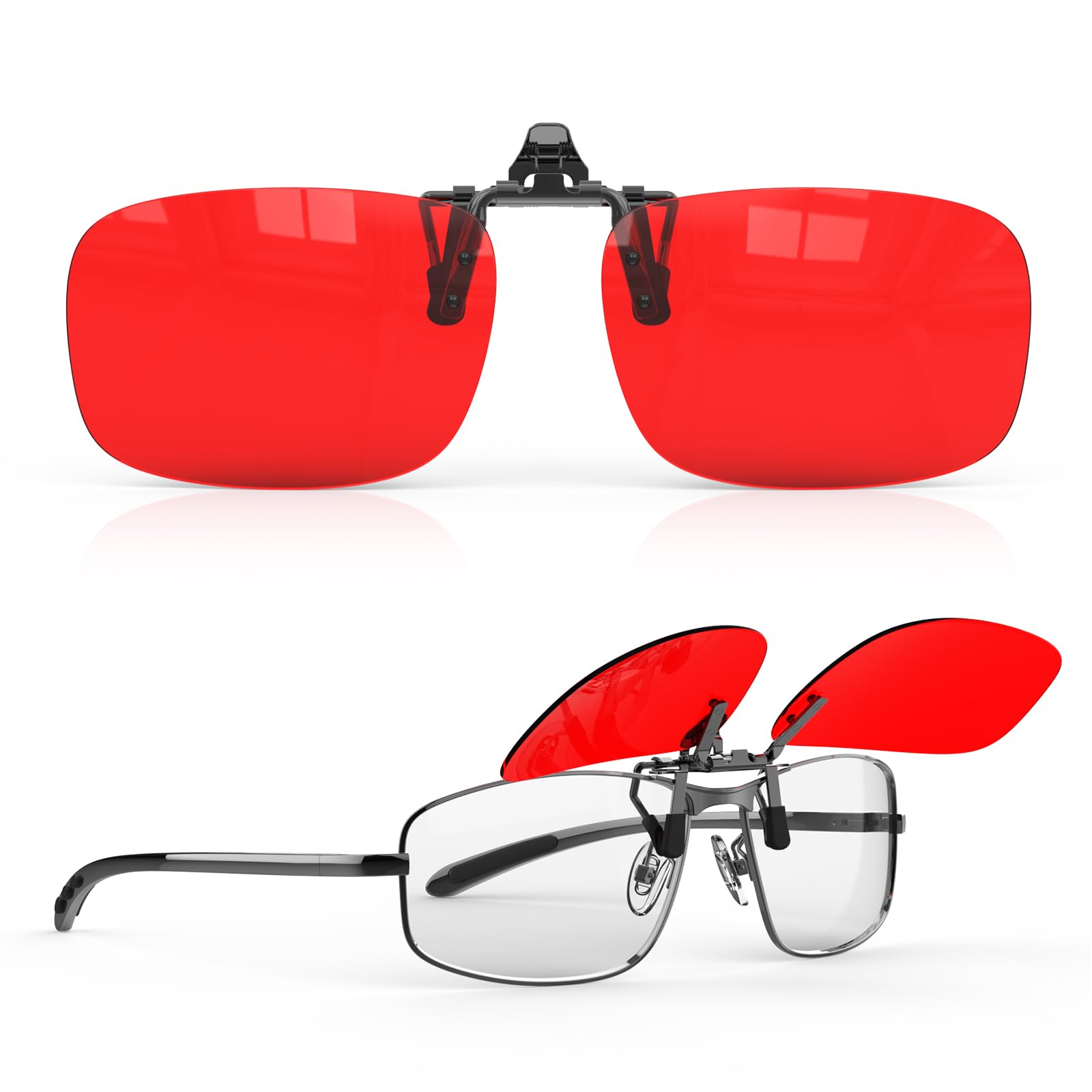 Goiteia Red Clip on Blue Light Blocking Glasses