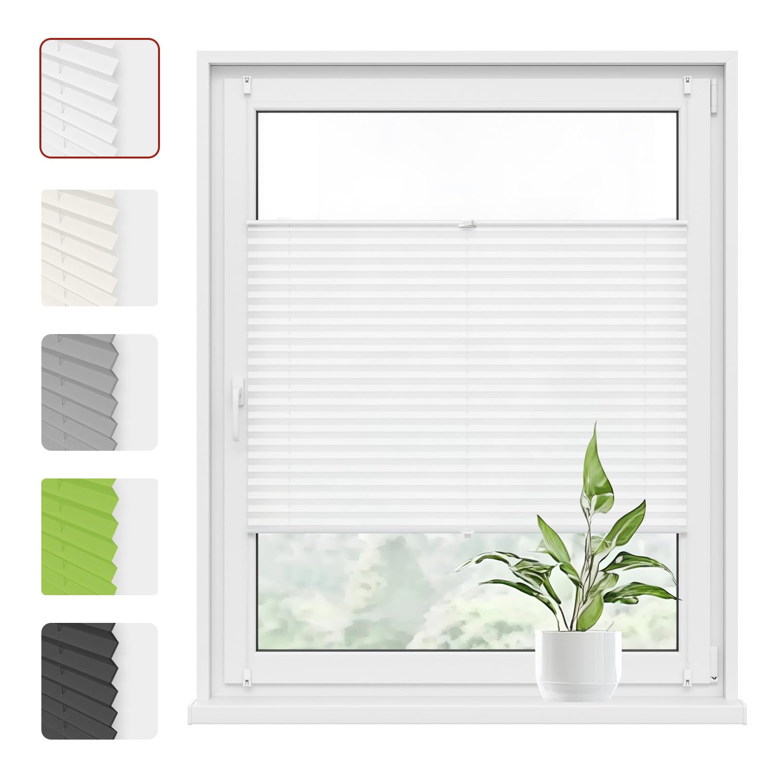 WOLTU #325 Plissee Klemmfix ohne Bohren Faltrollo Plisseerollo mit Klemmträger Lichtdurchlässig, Jalousie Sichtschutz und Sonnenschutz Easyfix Rollo für Fenster & Tür