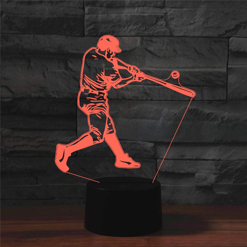 Lampada Notturna 3D A Forma Di Baseball – 16 Colori Cambiano Con Telecomando – Illusione Ottica – Regalo Per Bambini E Ragazzi