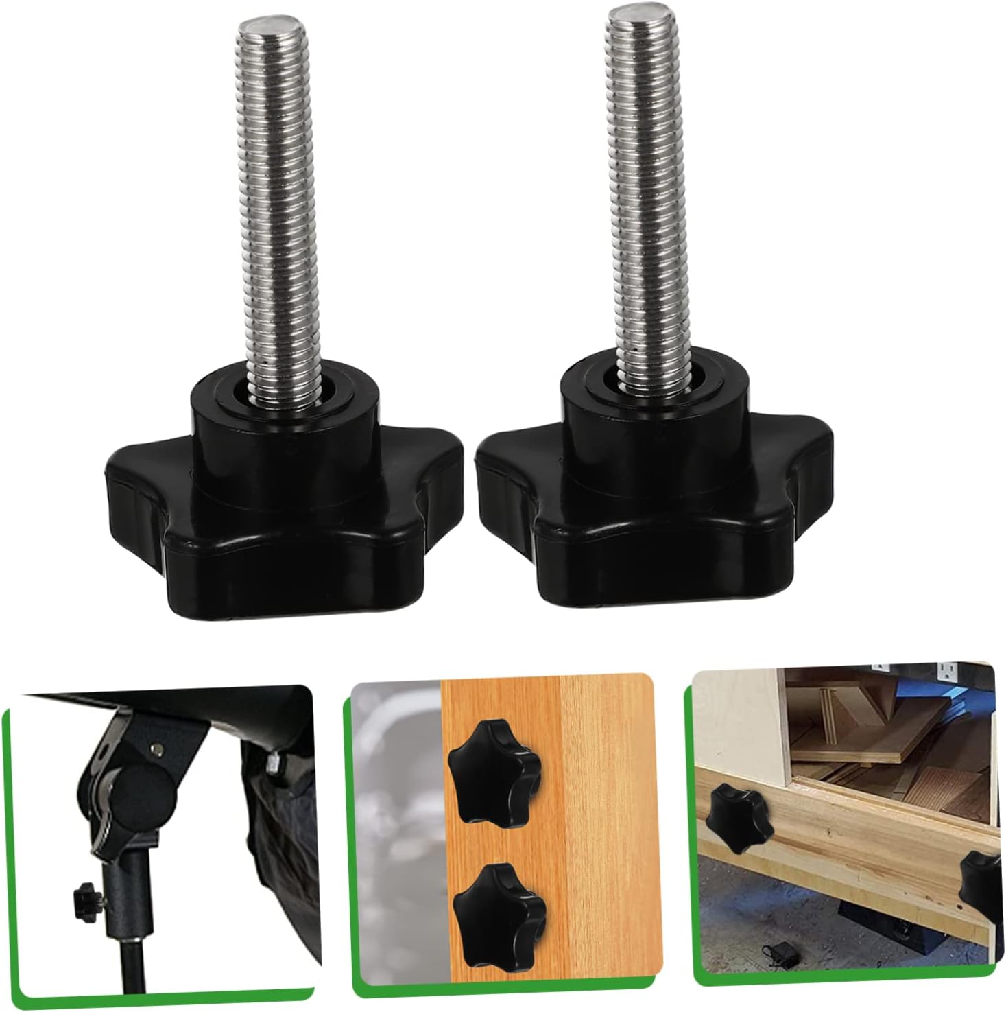 OUNONA 4pcs Clamping Screw Knobs with Nuts Star Knobs for Woodworking Machinery Stainless Steel Construction Secure Grip Smooth Adjustments