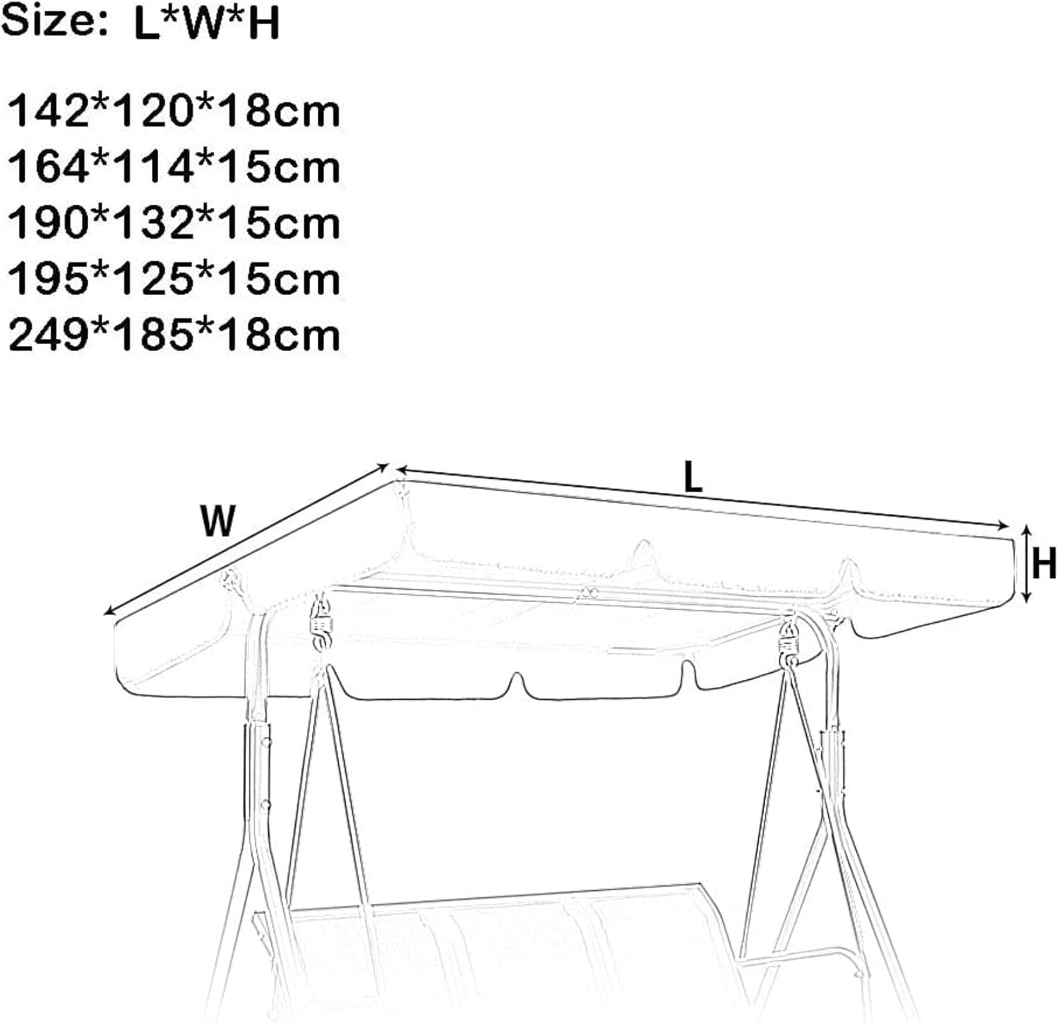 Replacement Canopy for Swing Seat,2 and 3 Seater Swing Chair Seat Top Cover for Garden Outdoor Patio Hammock Cover Top Waterproof Sunshade Hammock Canopy Swing Cover（Top Cover +Chair Cover）