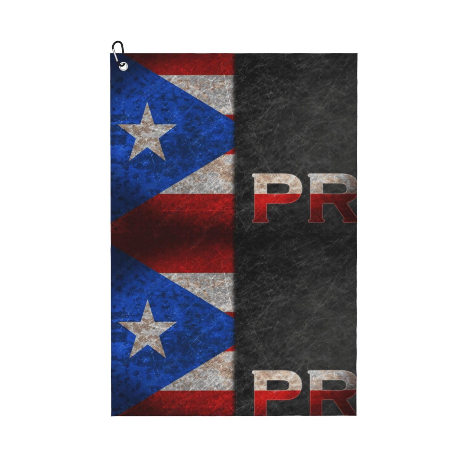 peiyeety Puerto Rico Flag Sign Microfiber Golf Towel with Carabiner Clip, 16x24 Inch Absorbent Waffle Weave Towel for Golf Bags