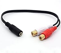 Vista 2 de Cable divisor estéreo de 0.138 in hembra a doble RCA Phono Stereo Cable 3.5 Jack Socket a 2RCA adaptador de audio Cable extensor 8 pulgadas/7.9 in