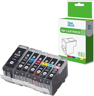 InkJello Ink Cartridge For Printer, Compatible With Canon Pixma iP7600 MP950 MP960 MP970 PGI5 CLI8 (LB,BK,C,M,Y,PC,PM 7-Pack)