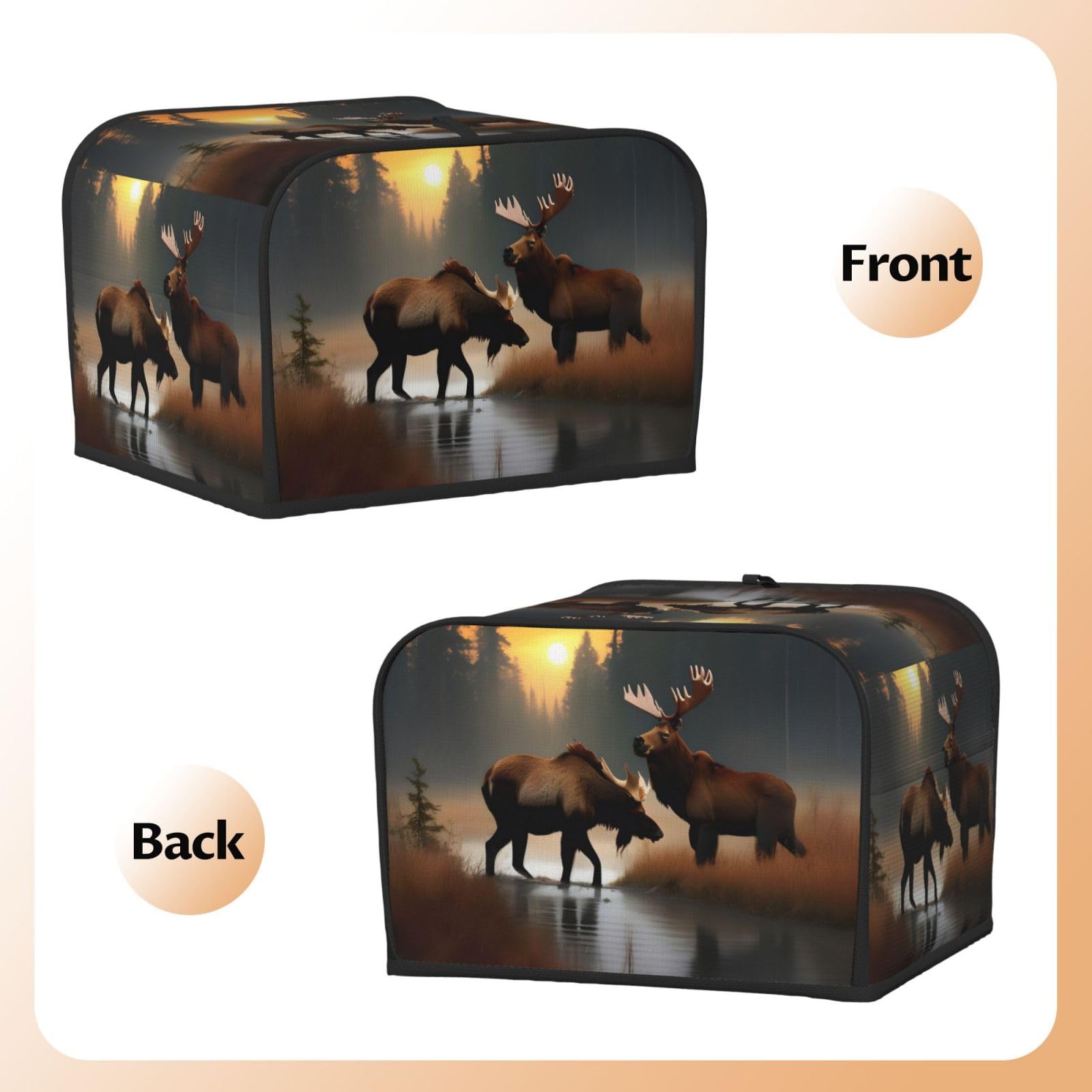 Mintoprints Black Bear Forest Toaster Cover - 2 Slice Toaster Dust Cover With Pockets & Handle, Waterproof Polyester, 11"x6.2"x7.8"
